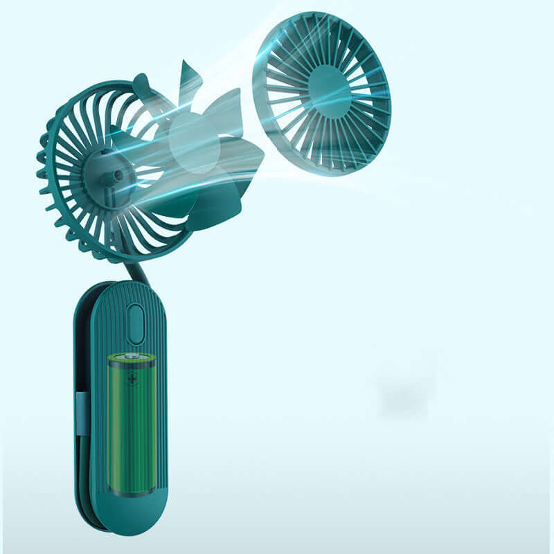 	Rechargeable neck fan folded compact for travel and storage