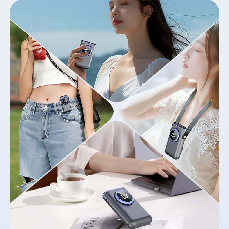 Clip on neck fan - side view