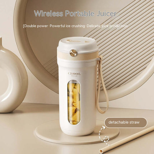 Portable juicer cup with charging cable and straw