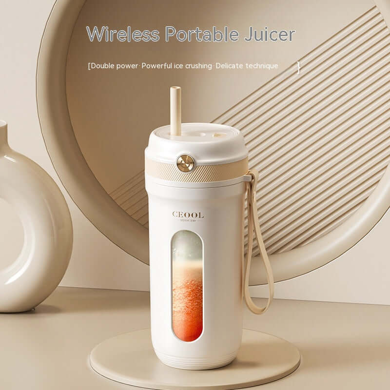 Portable juicer cup with charging cable and straw