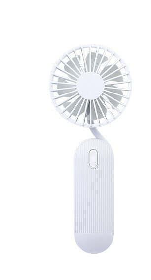 	Woman wearing rechargeable neck fan hands-free outdoors