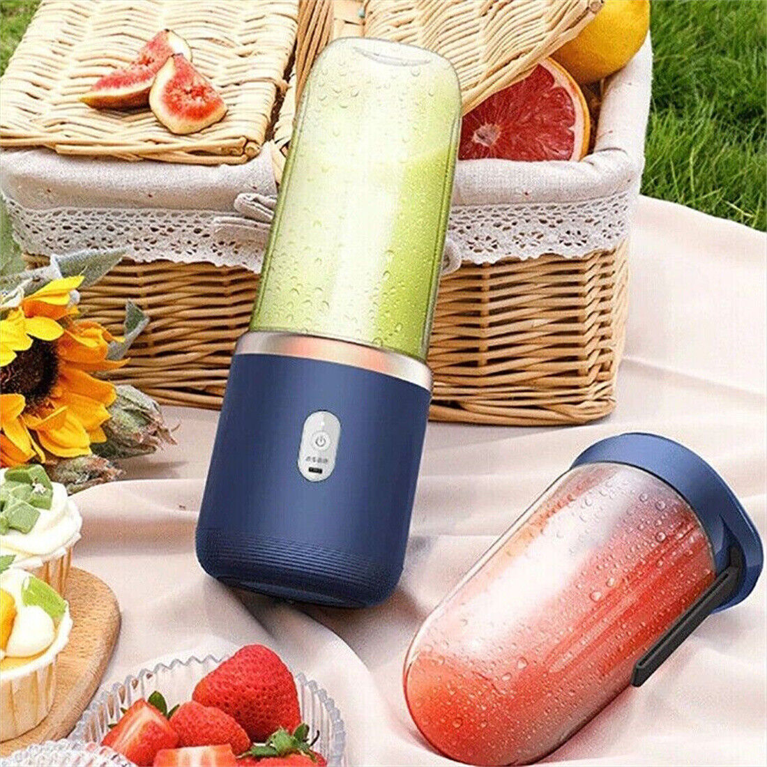 Portable Juicer Cup - Sapphire Blue Front View