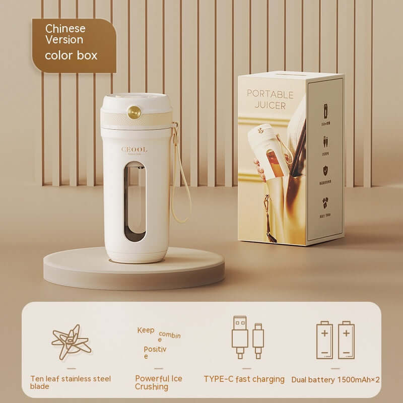 Portable juicer cup with charging cable and straw