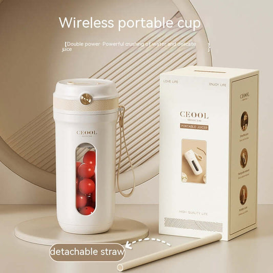 Portable juicer cup with charging cable and straw