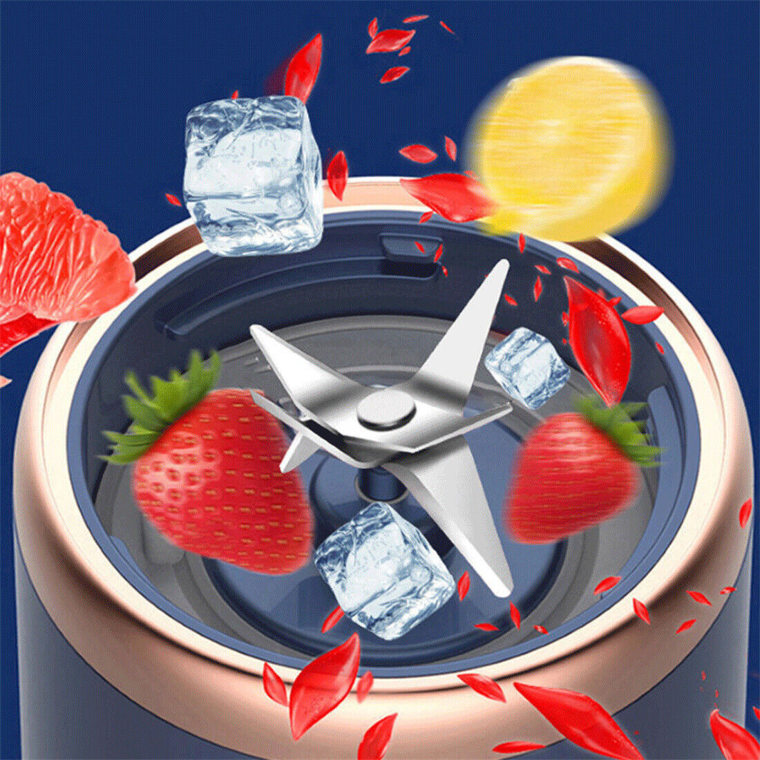 Portable Juicer Cup - Sapphire Blue Front View